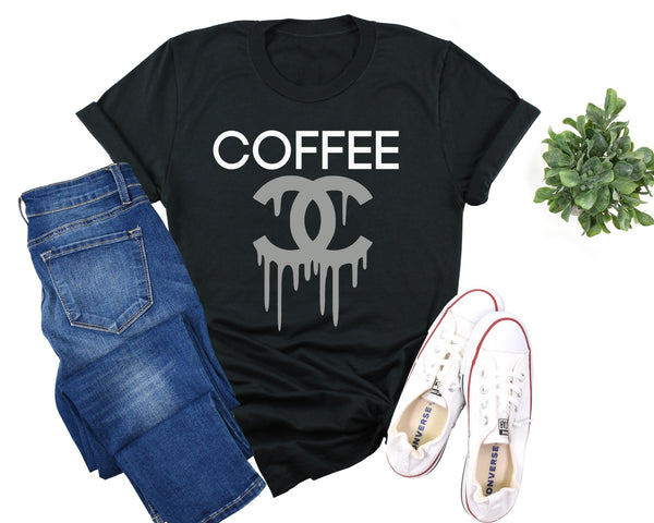 Coffee Chanel Drip Designer Tee - Bella + Canvas Jersey Tee