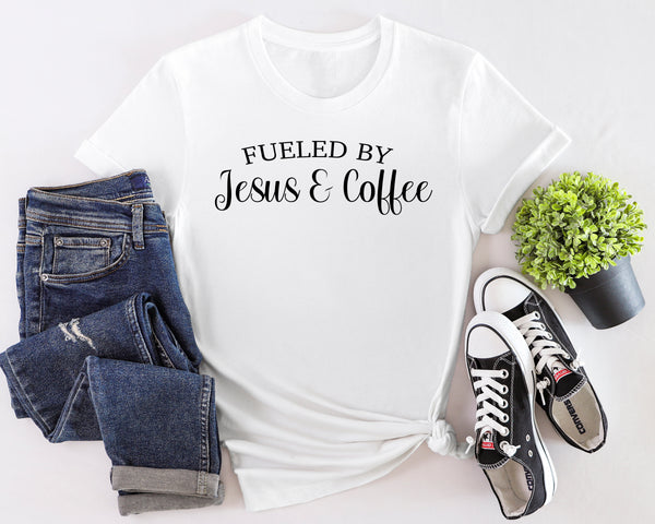 Fueled by Coffee and Jesus - Bella + Canvas Jersey Tee