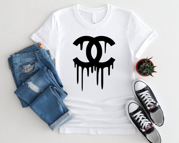 Chanel Single Drip Designer Tee - Bella + Canvas Jersey Tee