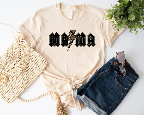 Mama Snake Skin with Lightening Bolt - Bella + Canvas Jersey Tee