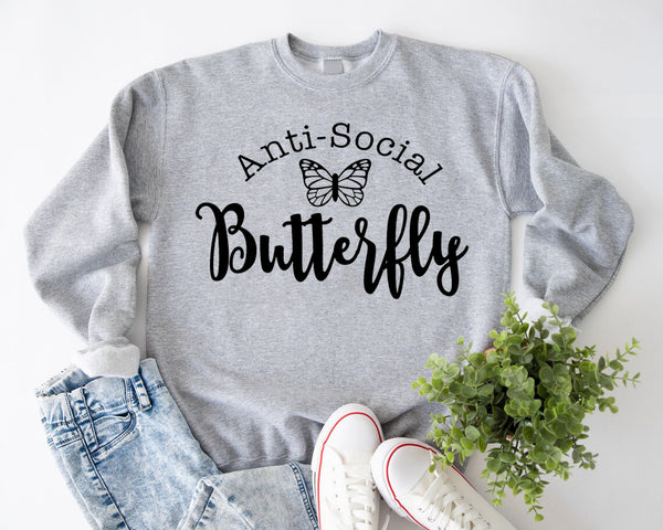 Anti- Social Butterfly - Bella Canvas Crewneck Sweatshirt